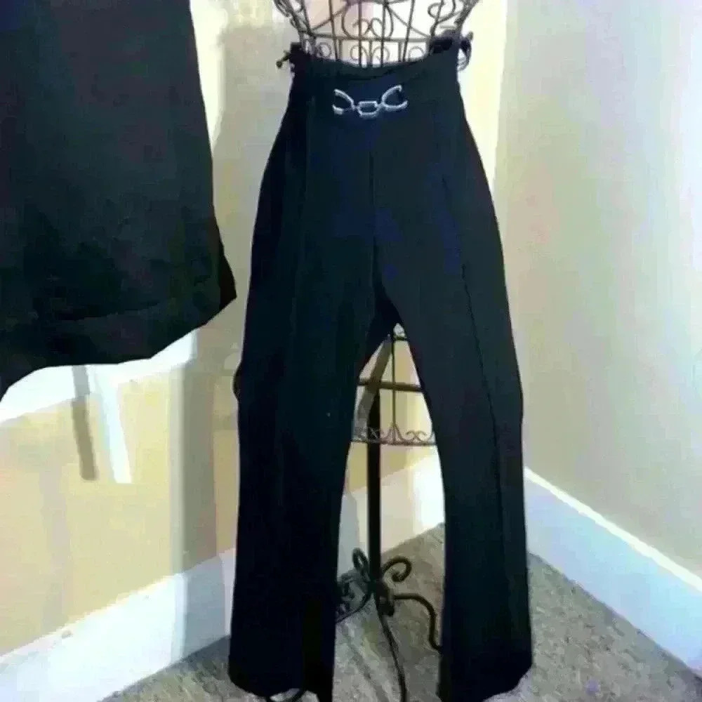 Ladies Dress Plants-Black-High Rise-Flat Front-Stretch-Plus Size 8